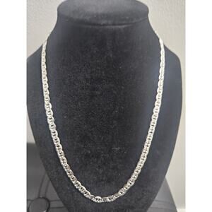 20inch Silver Plated on stainless steel- 5.8mm FROSTED MARINER Chain.
